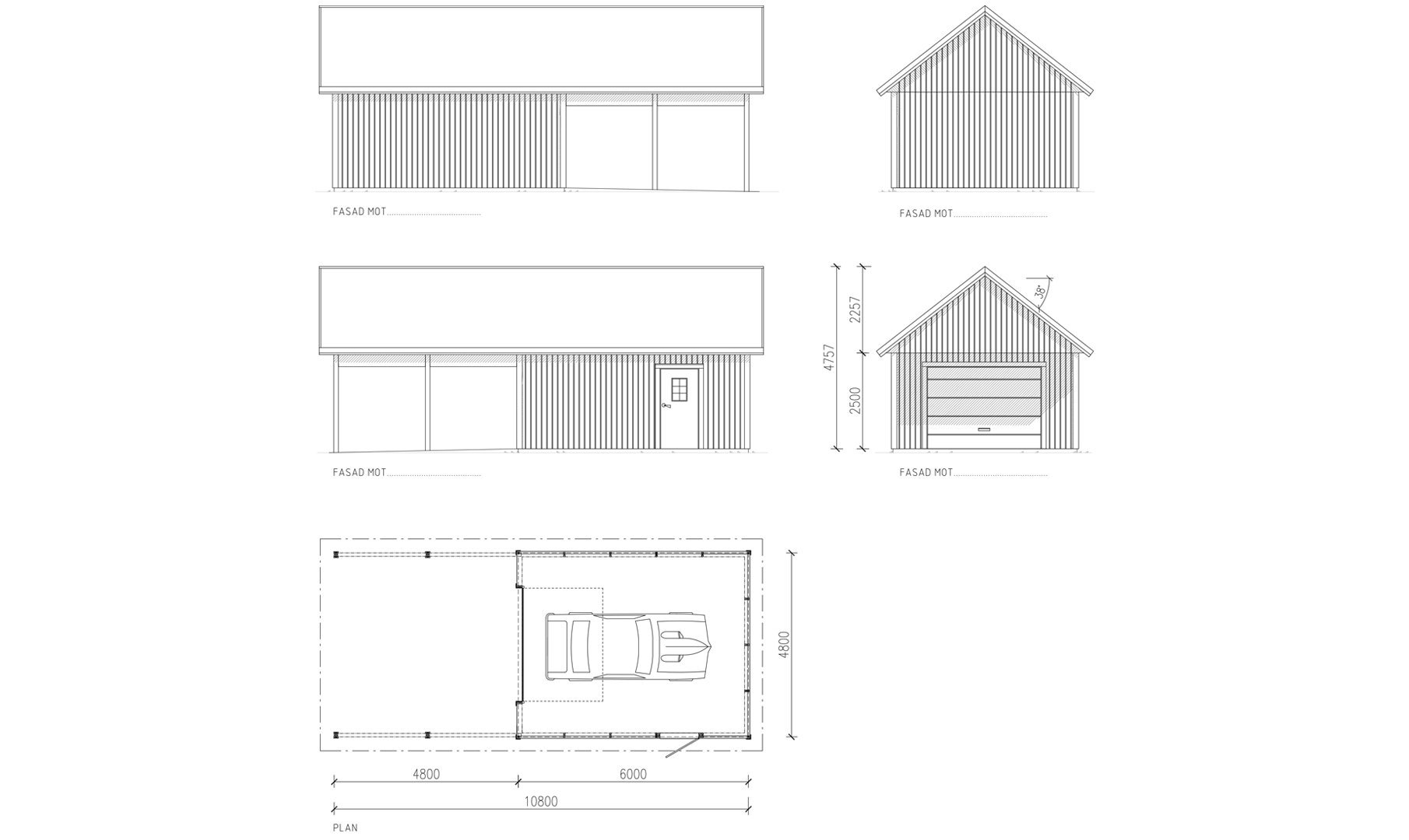 Garage med carport 4,8 x 10,8 m | Lövångers Bygg AB