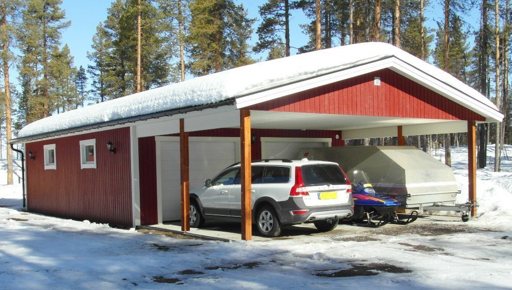 Garage med carport 7,2 x 14,4 m