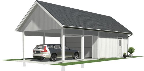 Garage med carport 4,8 x 10,8 m