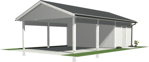 Garage med carport 6,0 x 9,6 m