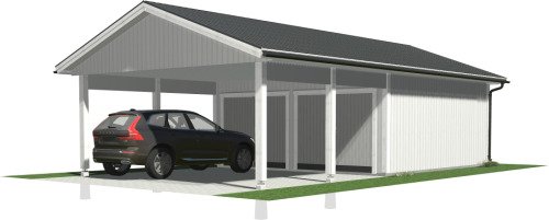 Garage med carport 6,0 x 10,8 m