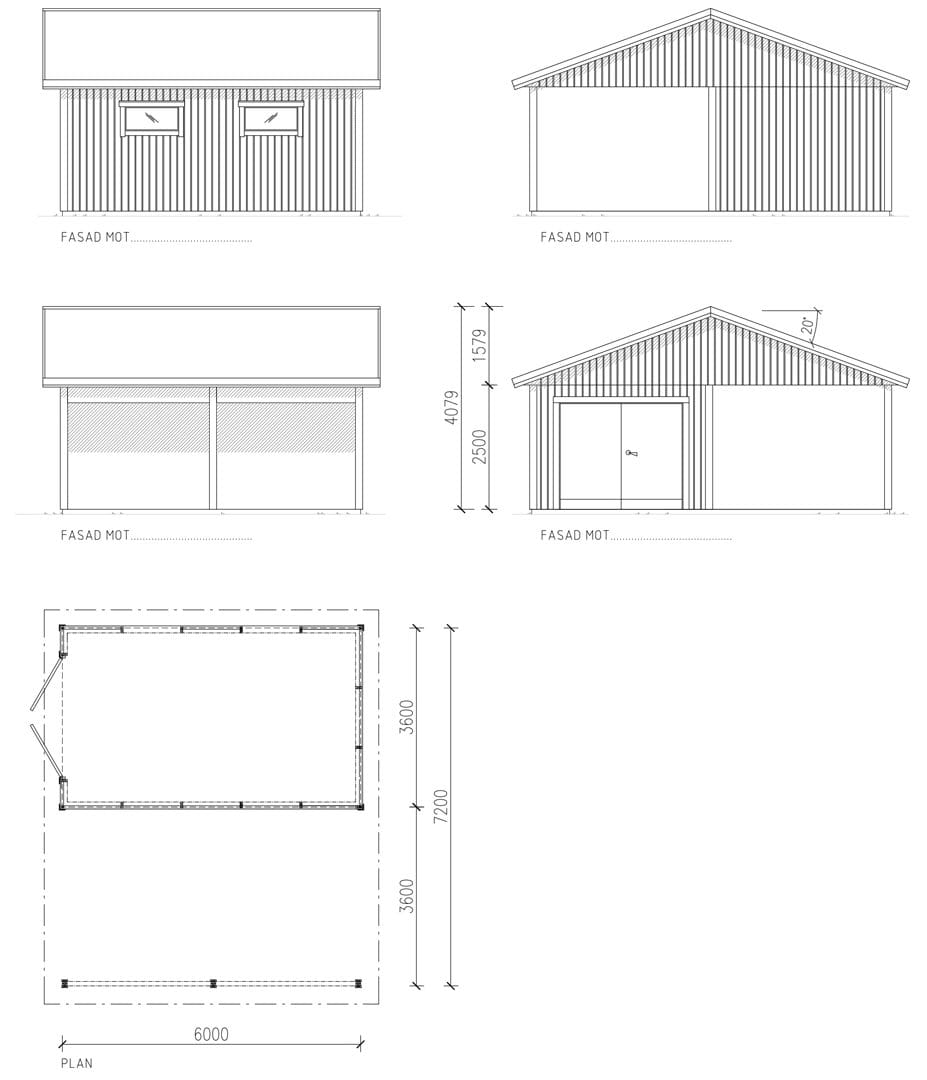 Garage med carport 7,2 x 6,0 m - Lövångers Bygg AB