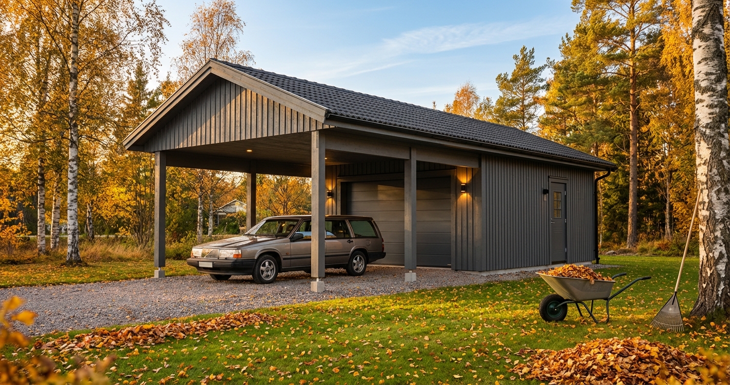 Björkåsen 53 m² Garage med carport höst