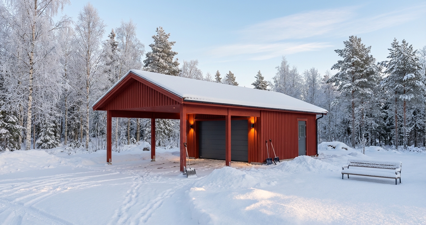Björkåsen 53 m² Garage med carport vinter
