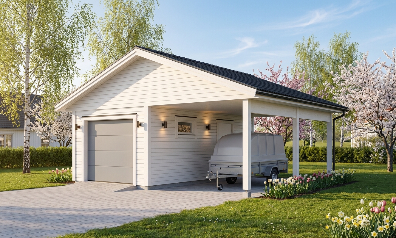 Lappvik 45m² Garage med carport vår