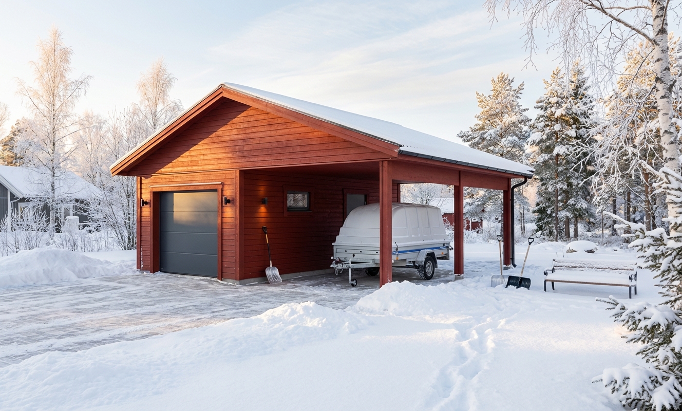 Lappvik 45m² Garage med carport vinter