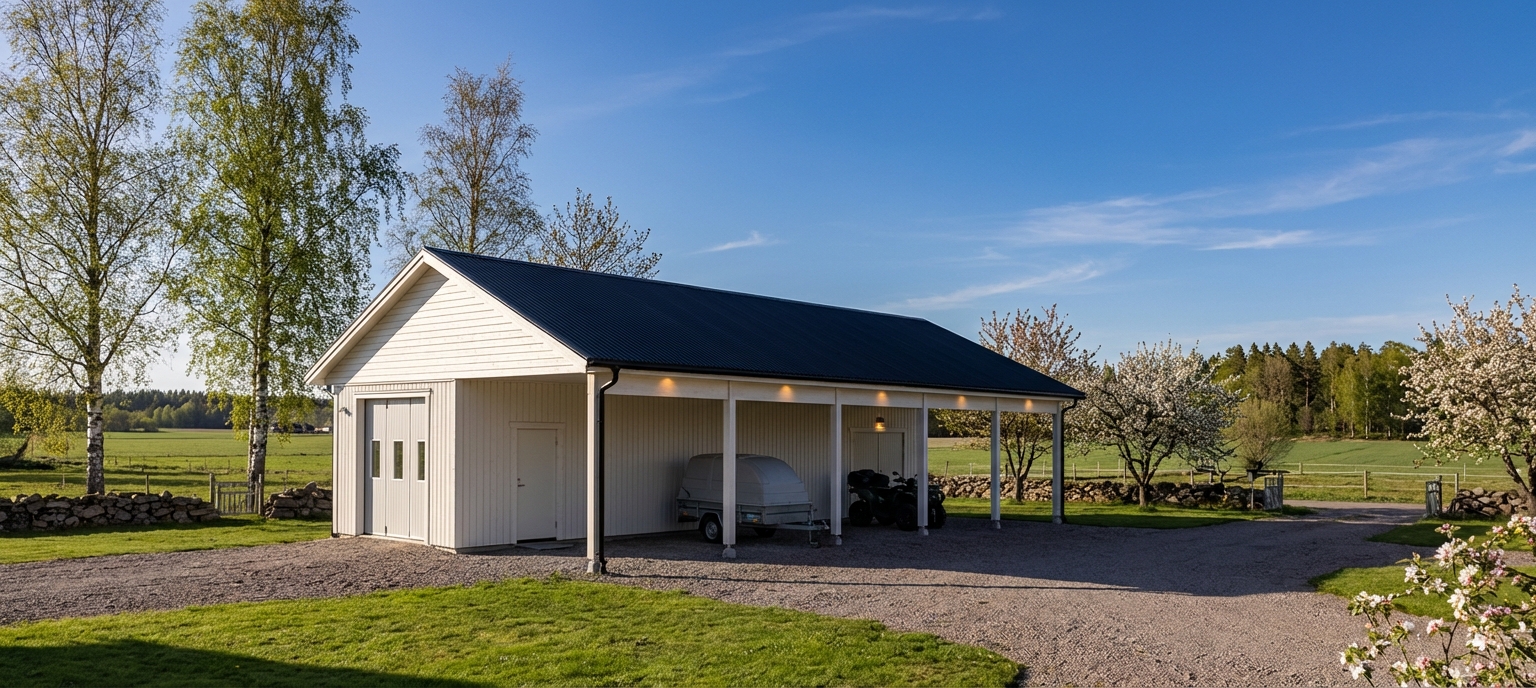 Vallen 143m² Garage med carport vår