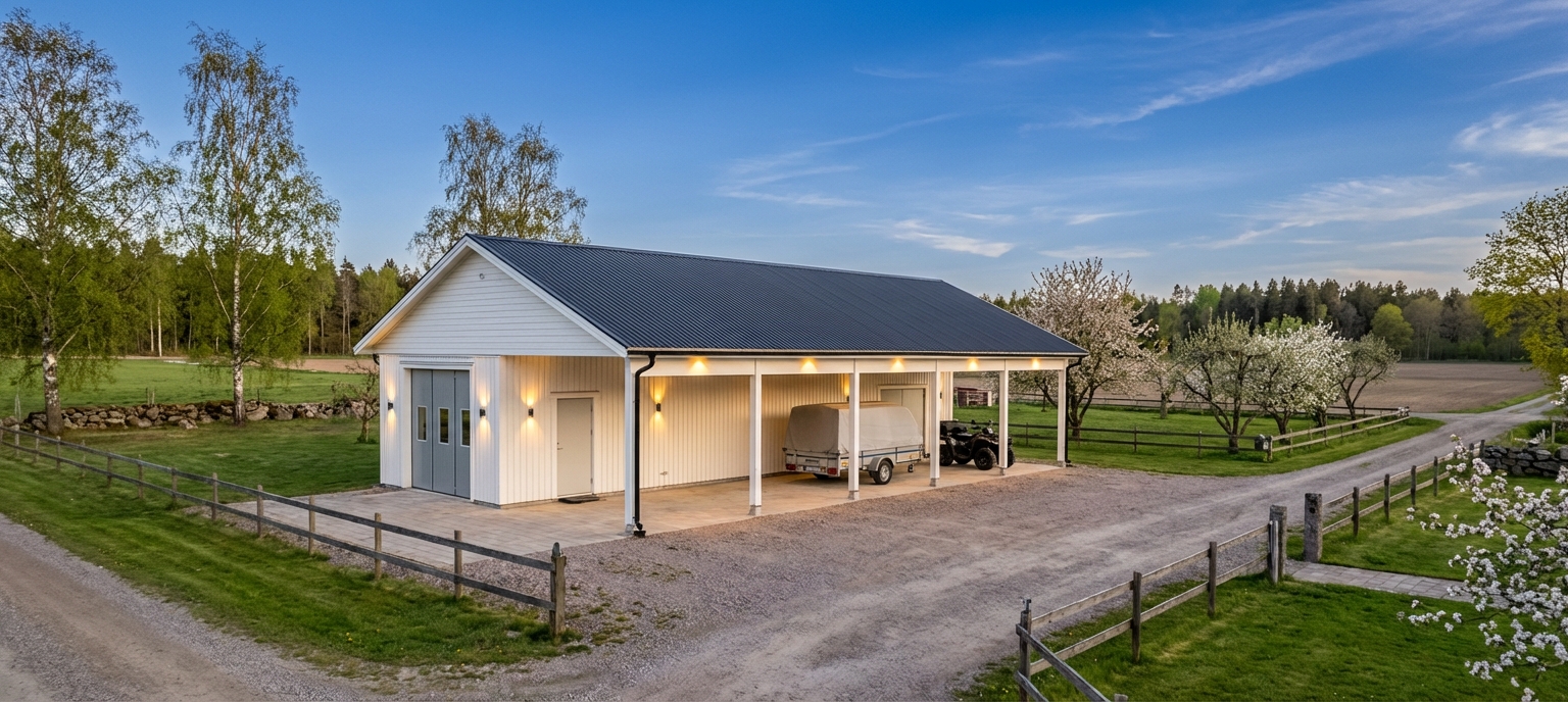 Vallen 143m² Garage med carport vår